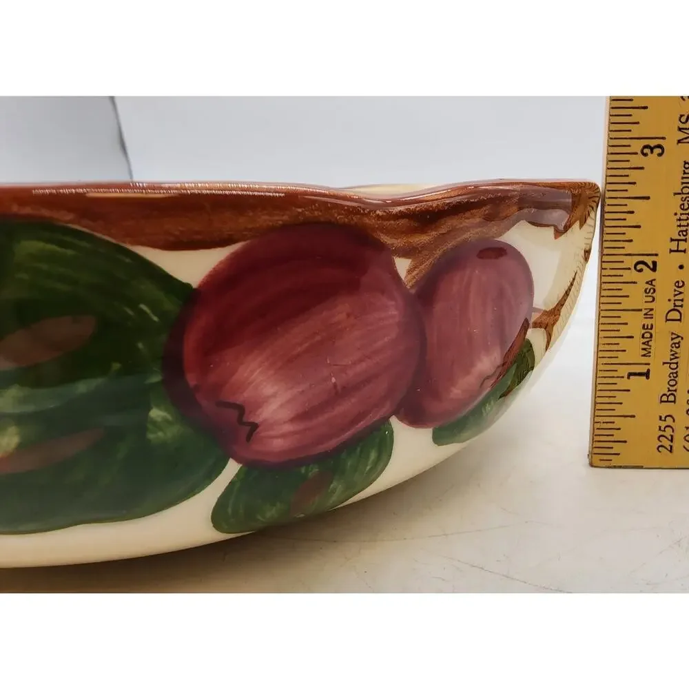 Franciscan USA Apple Pottery Vegetable Serving Bowl 8¼in black 1949 mark